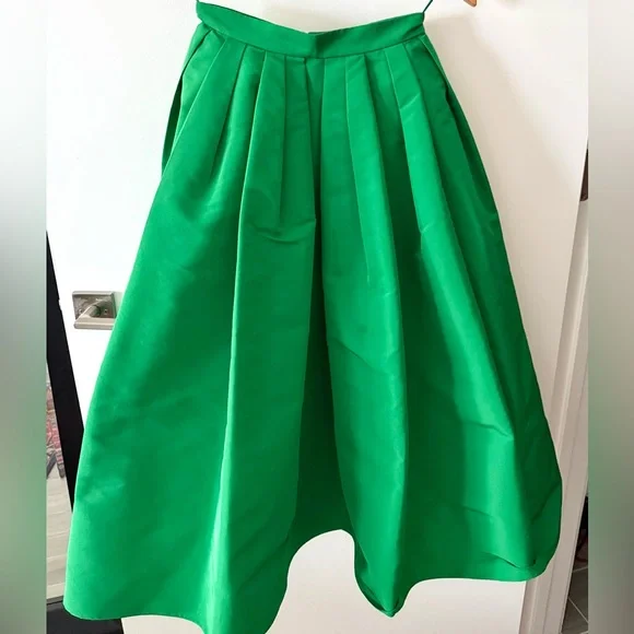 Alexander McQueen Green Gathered Polyfaille Midi Skirt - Size IT 38/US 2 - Picture 3 of 10